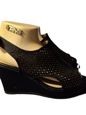 Black Wedge Sandles Size 9